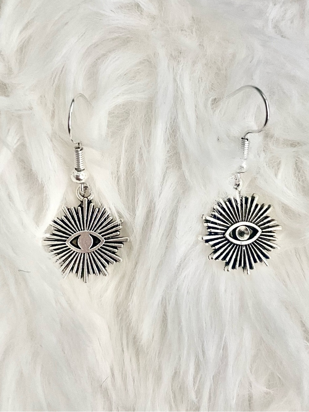 Silver Eye Sunburst Drop Earrings - Women Jewelry